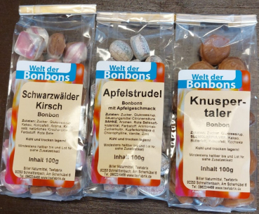 Bonbonset 3 x 100g (Apfelstrudel, Knuspertaler, Schwarzwälder Kirsch)