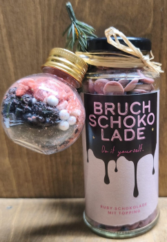 Bruchschokolade Ruby Schokolade mit Topping, 162g