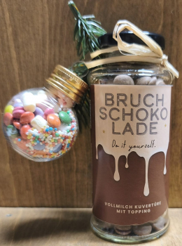 Bruchschokolade Vollmilchkuvertüre mit Topping, 180g