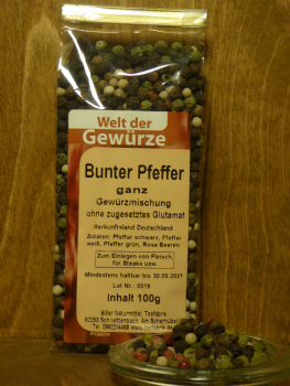 Bunter Pfeffer ganz, mit rosa Beeren