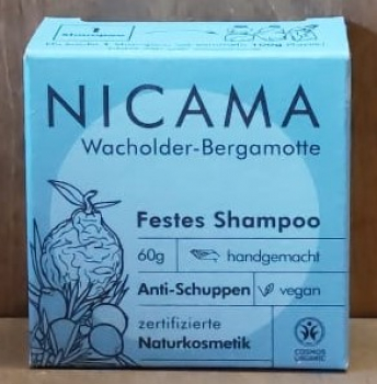 NICAMA Festes Shampoo Wacholder Bergamotte, 60g
