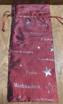 Tasche für Flaschen "Frohe Weihnachten", dunkelrot - silber