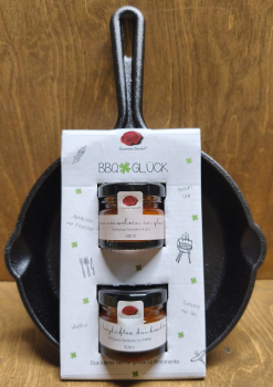 BBQ Glück (Gusseisenpfanne, 2x Grillsauce 60ml)