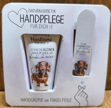 Handpflegeset Dackel "Es sind die kleinen Dinge im Leben, die glücklich machen"