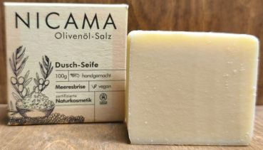 NICAMA Duschseife Olivenöl Salz, 100g