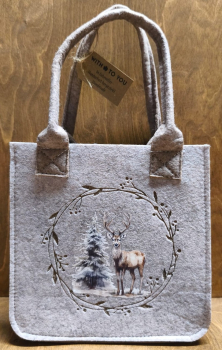 Filztasche Hirsch, grau - braun