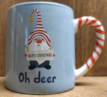Tasse "Merry Christmas oh deer", Zuckerstangenhenkel