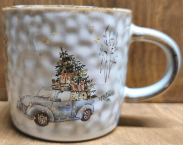 Tasse Winter "blaues Auto"