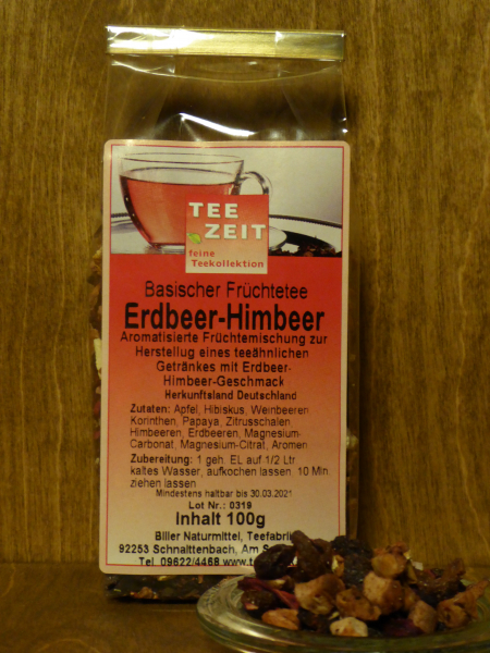 Aromatisierter basischer Früchtetee Erdbeer Himbeer
