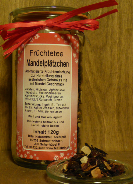 Aromatisierter Früchtetee Mandelplätzchen im Glas, 120g