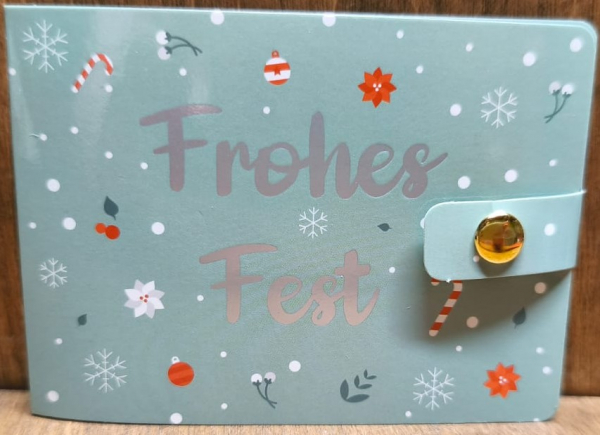 Geldgeschenkkarte "Frohes Fest", hellblau