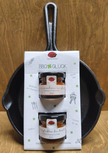BBQ Glück (Gusseisenpfanne, 2x Grillsauce 60ml)