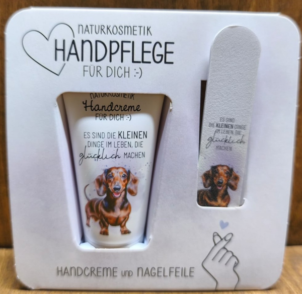 Handpflegeset Dackel "Es sind die kleinen Dinge im Leben, die glücklich machen"
