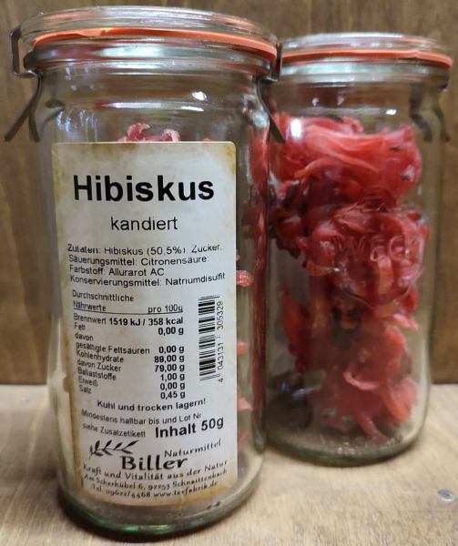 Hibiskus kandiert im Glas, 50g