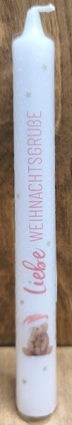 Stabkerze Teddy "Liebe Weihnachtsgrüße"