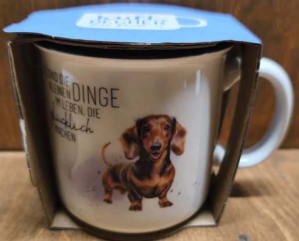 Kultbecher Dackel "Es sind die kleinen Dinge im Leben, die glücklich machen"