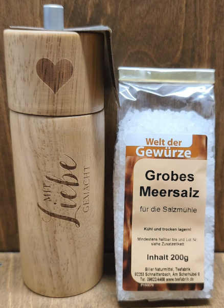 Mühlenset Salz (Gewürzmühle "mit Liebe gemacht", grobes Meersalz)