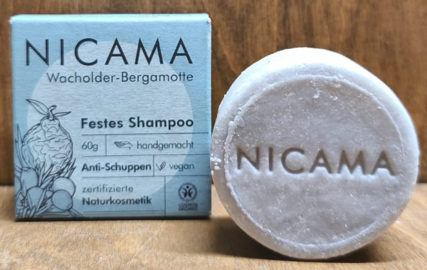 NICAMA Festes Shampoo Wacholder Bergamotte, 60g