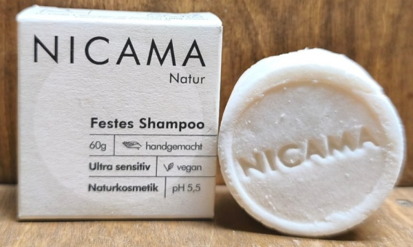 NICAMA Festes Shampoo natur, 60g