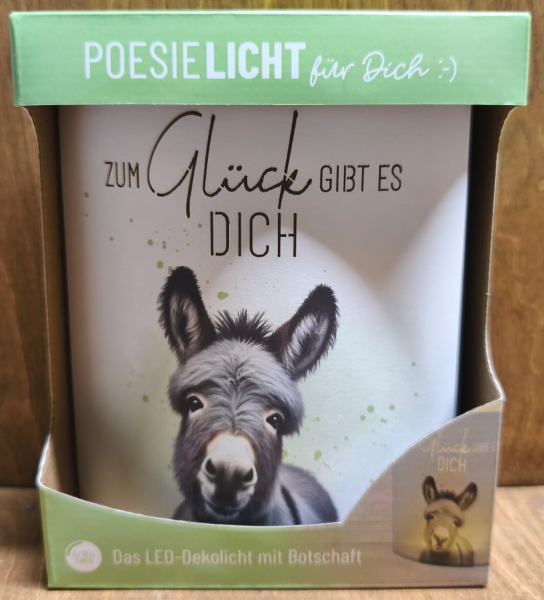 Poesielicht "Zum Glück gibt es Dich", Esel