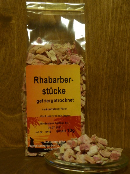 Rhabarberstücke gefriergetrocknet, 10g