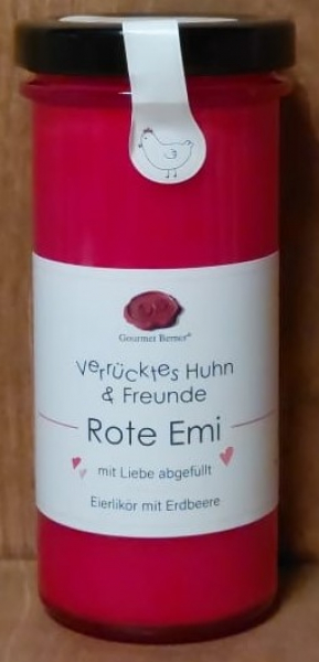 Verrücktes Huhn & Freunde "Rote Emi" (Eierlikör mit Erdbeer), 150ml