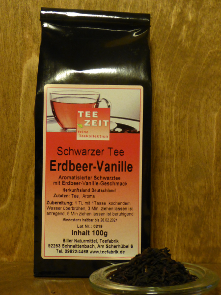 Aromatisierter Schwarztee Erdbeer Vanille