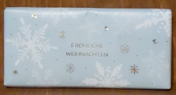 Vollmilchschokolade "Fröhliche Weihnachten" hellblau, 30g