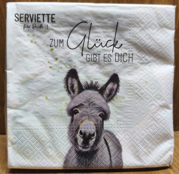 Servietten Esel "Zum Glück gibt es dich"