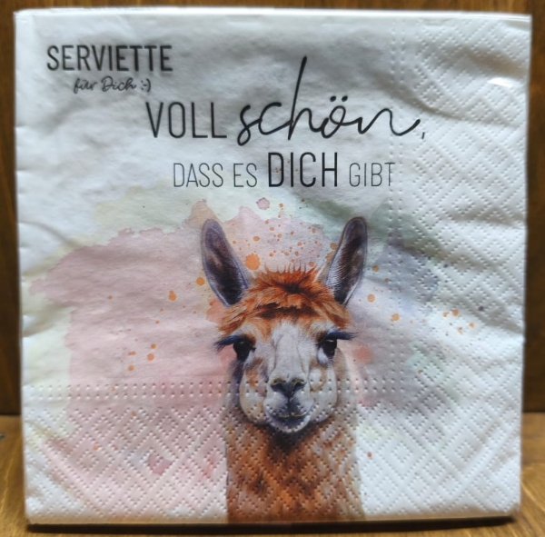 Servietten Lama "Voll schön, dass es dich gibt"