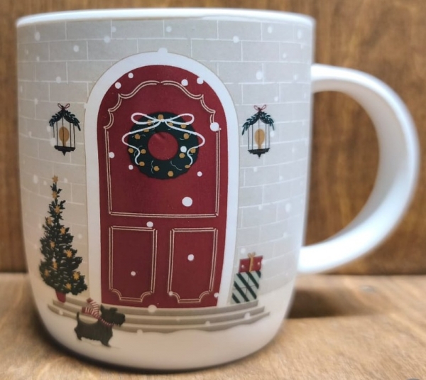 Tasse "Weihnachtstür" rot
