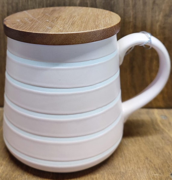 Tasse mit Holzdeckel, rosa
