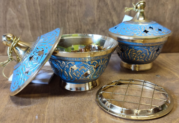 Weihrauchgefäß, blau - gold